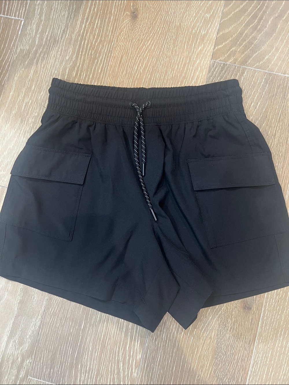 Women’s Black Athletic Cargo Shorts - Drawstring Waist